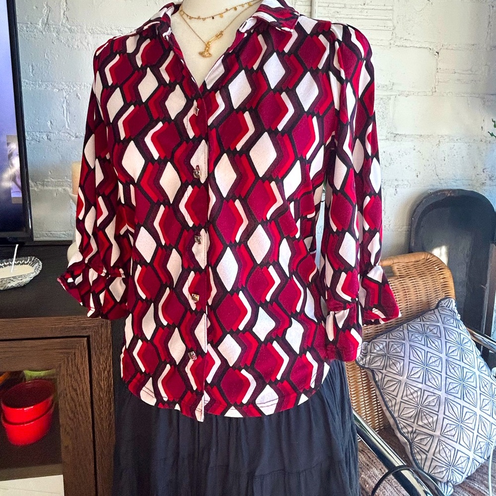 Vintage Geometric Print blouse